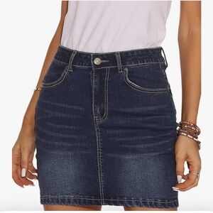 GUANYY Women's Denim Skirt High Waisted Short Pencil Jean Mini Skirts L
